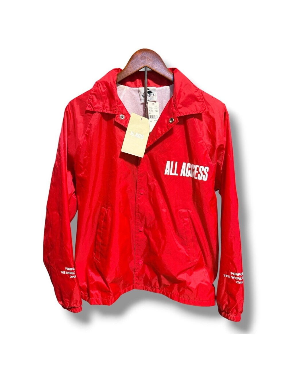 Justin Bieber Purpose Tour 2016 All Access Coach Jacket Red NWT Size S